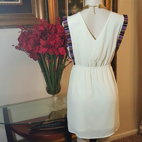 Very J Sheer Dress with Africa Print Trim size L - Picture 6 of 7